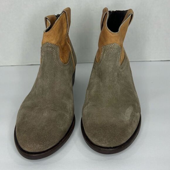 Steve Madden Midnite Gray Suede/Tan Cowboy Women’s Ankle Booties Sz 7 - Picture 3 of 11
